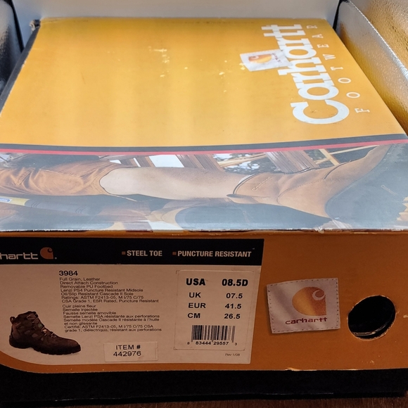 Carhartt Men's Brown Boot Insulated Steel toe 8.5D Leather Slip Resistant NIB - Picture 2 of 16